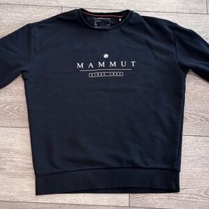Mammut Sweatshirt Mens Small Black Logo Print Crewneck Cotton Blend Pullover